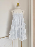 Diynav Niche Doll Dress Water Drill Blue Flower Lint Seaside Sling Dress
