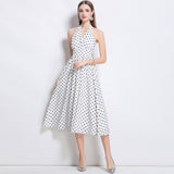 Diynav Retro Sleeveless Dress Wave Point Small Bare Back V Collar Hanging Neck Tea Break Skirt Hong Kong Wind Girl Summer 2025
