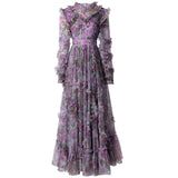 Diynav Industry Lien Embroidered Purple Lotus Leaf Side Princess Long Sleeve Dress Dress Autumn And Winter Women's New 2024