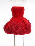 Diynav Sexy Dress 2025 New Velvet Breast Three-Dimensional Red Rose Fluffy Dress Dress