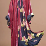 Diynav Large-Size Korean Velvet Belt Color Clove Digital Flower Dress Dress Pyjamas