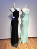 Diynav Niche Butterflies Hanging Neck Hollow Dress With Bare Back Thin Fishtail Dress Long Dress Beach
