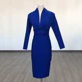 Diynav Deep V-Neck Fashion Trendy Long Sleeve Banded Dress With High-End Banquet Evening Dress