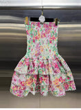 Diynav Style Color Print Tight Chest Short Skirt Hollow To Take The Lot Of Leaves On The Side Of The Slimmed Dress Dress Woman