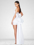 Diynav Women's Sexy Folded Bag With A Bosom Dress Temperament Can Be Removed Large Bow Decorative Tape