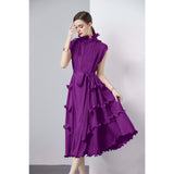 Diynav Dress Sweet Wooden Ear-Stupling Long Heavy Industry Folding Haewn Dress Women 2025 Spring And Summer