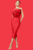 Diynav New Long Fashion Dress Brated Ostrich Hair High-End Temperament Banded Dress Woman