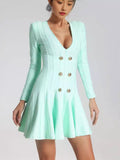 Diynav Dress Banding Dress Deep V-Neck Ultra-Short Fishtail Skirt 100 Folds Big Swing Skirt