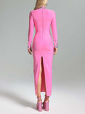Diynav And Winter Long Sleeve Open Dress Burst Solid Color Mesh Yarn With Diamond Collar Repair Hip Dress Woman