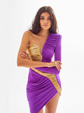 Diynav Bag Hips Sexy One-Shoulder Dress Bumped Into The Long-Term Wisk Dinner Dress