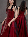 Diynav Dress 2024 New Wine Red Slings High-End Temperament Famous Host Engagement Toast Dress