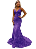 Diynav Ball Dress Body-Bagged Fishtail Small Tail Evening Dress Fine Shoulder-Band V-Neck Party Dress