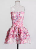 Diynav Style Color Print Tight Chest Short Skirt Hollow To Take The Lot Of Leaves On The Side Of The Slimmed Dress Dress Woman