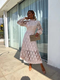 Diynav Women's New French Lace Collar Bubble Bubble Sleeve Dress Temperament To Show Skinny Dress
