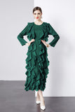 Diynav And Summer 2024 New Dress Press Folding Leaves Side Three-Dimensional Decoration Loose Fashion Elegant Long Dress Commuter Women's Clothing