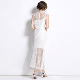 Diynav New French Fashion Dinner Mature Dignified Salt Wind Hollow Rounded Sleeveless Dress