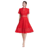 Diynav Temperament-Éí-In-So-Potted Lace Dress 2025 Spring/Summer New French High-End Squeer Hook Water-Soluble Lace Dress