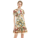 Diynav Summer New Women's Round-Neck Short-Sleeved Embroidered Fashion Dress