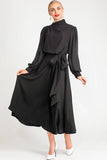 Diynav Spring And Summer Women's New Sexy Irregular Collar Long Sleeves Long-Sleeved Puffy Green Dress Dress Dress