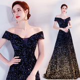 Diynav Evening Dress 2025 New Gradient Black Annual Meeting Stage Host Catwalk Fishtail Dress Woman