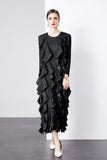 Diynav And Summer 2024 New Dress Press Folding Leaves Side Three-Dimensional Decoration Loose Fashion Elegant Long Dress Commuter Women's Clothing
