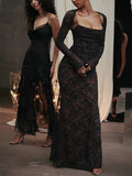 Diynav Sale 2024 Sexy Long-Sleeved Lace Lace Lace Tie Dress Two