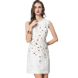 Diynav Industry Handmade Nails Sexy Bare Shoulder Collar Sleeveless White Short Dress Standing Summer Women's Dress 2025