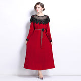 Diynav Women's Clothing 2024 New Heavy Industry Nail Polish Shiny Dress Temperament Lantern Sleeve Pressure Laminated Long Dress