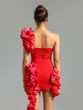 Diynav Sexy Shoulder Bag Hip Dress High-End Temperament Hit The Color Lotus Leaf Dress Skirt Skirt Skirt Dress Skirt