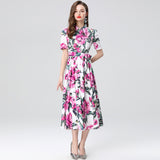 Diynav Women's Dress 2025 Summer New Collection Of Thin Temperament Print Big Swing Shirt Dress