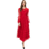 Diynav Lotus Leaf Side Round Horn Long Sleeve Apricot Dress Long Dress Autumn And Winter Women's Dress New 2025