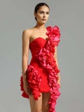 Diynav Sexy Shoulder Bag Hip Dress High-End Temperament Hit The Color Lotus Leaf Dress Skirt Skirt Skirt Dress Skirt