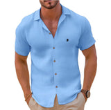 Diynav Men's Linen Short-Sleeved T-Shirts For Free-Fitting Sweatshirts For Men's Short-Sleeved Cotton Shirts Beach Plus-Size Men's Short-Sleeved Shirts