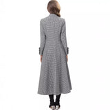 Diynav Collar Long Sleeve Lattice Thousand Bird Print Single Row Buckle Long Coat Women's Autumn And Winter New 2024