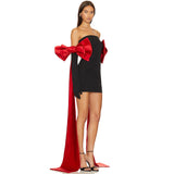 Diynav Hot Women's Sexy Bag Butts With Chest-Colored Bows Decorative Dress Temperament Evening Dress Dress