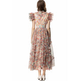 Diynav Industry Lily Lotus Leaf Sleeve Print Dress Long Dress Summer Autumn Women's New 2024