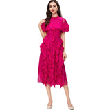 Diynav Collar Short-Sleeved Heavyweight Hook Flower Stacked Lotus Leaf Lace Blue Dress Women's New Spring And Summer 2025