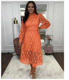 Diynav Women's New French Lace Collar Bubble Bubble Sleeve Dress Temperament To Show Skinny Dress