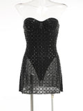 Diynav New Heavy Industry Hot Diamond Body Exposed Back Corset Dress Sexy Perspective Skirt