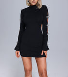 Diynav Long-Sleeved Bows Hollow Dark-Cuffled Mini Skirt Babes Twinning Dress