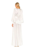 Diynav Dress Women 2025 New Autumn Sexy Open Fork Lantern Sleeves Thin Famous French-Style Fasting Long Skirt