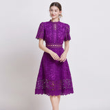 Diynav Temperament-Éí-In-So-Potted Lace Dress 2025 Spring/Summer New French High-End Squeer Hook Water-Soluble Lace Dress