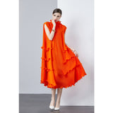 Diynav Dress Sweet Wooden Ear-Stupling Long Heavy Industry Folding Haewn Dress Women 2025 Spring And Summer