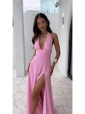 Diynav 2024 Women's New Fashion High-End Temperament Hanging Neck Sexy Open-Puck With Solid Color Dress Women