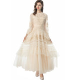 Diynav Industry Water-Soluble Flowers Hollow Long-Sleeved Lotus Side Princess Wind Black Dress New Women's Spring And Summer 2025