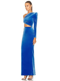 Diynav Women's Slanted Shoulder Long-Sleeved Velvet Fashion Sexy Body Fork Sexy Bag Hip Dress