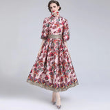 Diynav Collar Beautiful Print Bubble Sleeves Retro Style Dress New Women's Autumn And Winter 2025
