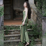 Diynav Dress New French Masquein Green Sling Dress Female Summer At-Aug Princess Birthday Dress