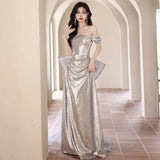 Diynav Dress Female Shoulder 2024 New High-End Temperament Annual Meeting Host Dress Noble And Sexy
