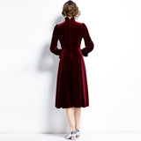 Diynav At The New Women's Elegant And Fashionable Court Style Hepburn Long-Sleeved Velvet Dress In Autumn And Winter 2025